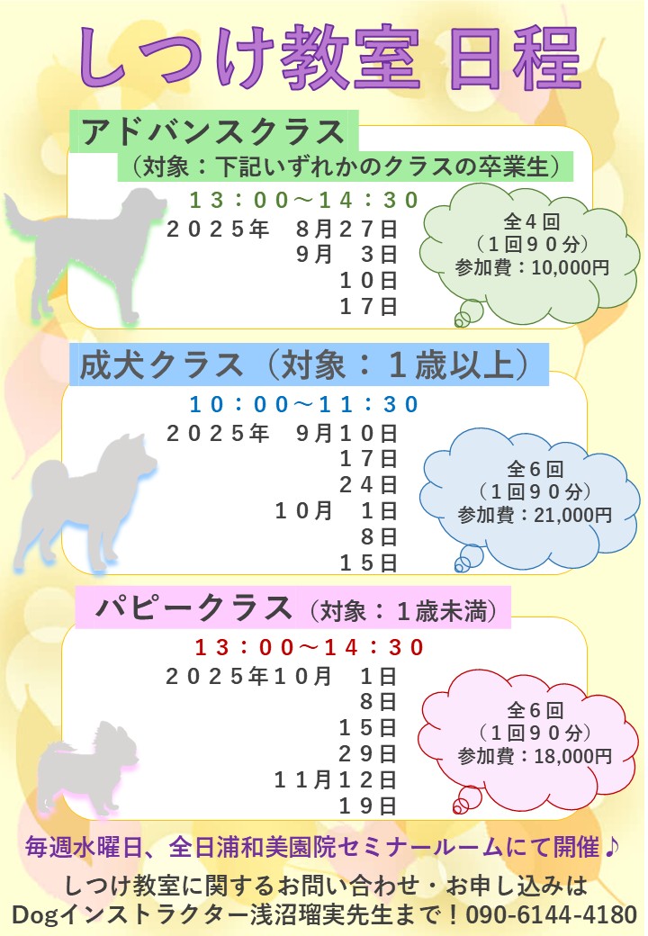 【しつけ教室】次回日程のご案内の画像